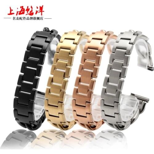 UYONG stainless steel wristwatch band with seik-o 18mm men and women with black silver steel chain