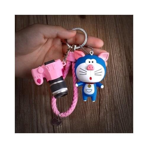 Cartoon Anime Doraemon 12 Zodiac Signs Symbolic Keychain Kids CameraToys Leather Strap Metal Key Ring Chains Car Bag Charm D178
