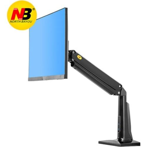 New NB F37 Aluminum Full Motion 24-37 inch Monitor Holder Gas Spring Long Arm Desktop Monitor Mount Support with USB3.0