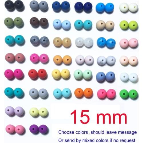 DIY Beads 15MM Loose Silicone teething beads 10pc Silicone Teething Beads Food Grade Nursing Chewing Round Teether Silicone Bead
