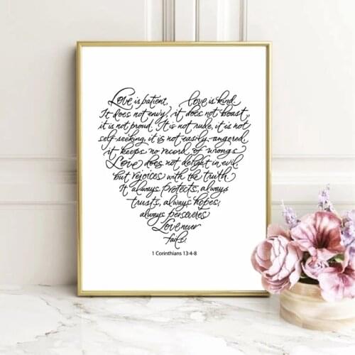 Love is Patient Quotes Canvas Art Prints Poster Romantic Valentines Gift Wall Art Painting Picture Bedroom Home Wall Decor