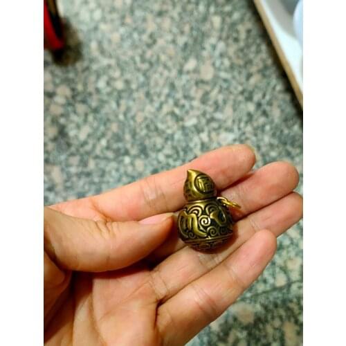 CHINA antique brass fengshui gourd small Statue Metal crafts family decorations Necklace pandent