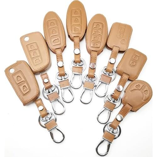 8 Styles Brown Leather Car Key Case Cover For Nissan Qashqai J10 J11 X-Trail T31 T32 kicks Tiida Pathfinder Murano Note Juke