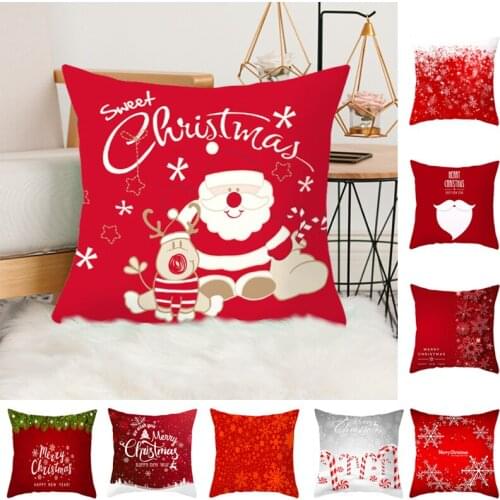 Red Pillowcase 45cm Christmas Cushion Cover Christmas Decor For Home Polyester Pillowcase Printed Cushion Covers For Sofa 2020