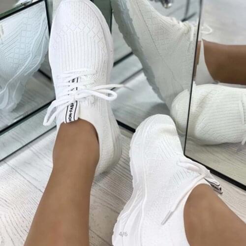 2021 Sneakers Large Size Womens Shoes Fashion Vulcanized Sneakers Comfortable Lace-up Loafers Womens Shoes