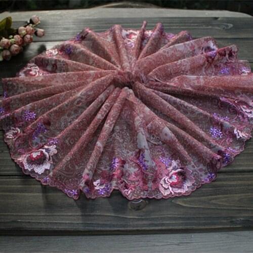 8.66"22cm(3yards/lot) Embroidered Floral Printed Tulle Lace Trim