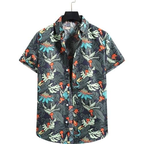 2021 Summer Shirt For Men Comfortable Cloth Short Sleeve Shirts Beach Flower Shirt Hawaiian Men Turtleneck Shirt chemise homme