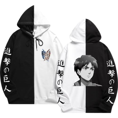Summer Japan Anime Attack on Titan Patchwork hoodie Spring Long Sleeved Pullovers Hoodies Streetwear Thin Clothing