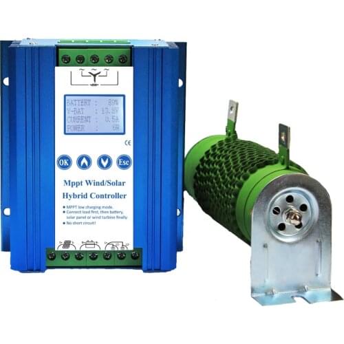 MPPT 1000w 1KW Solar Tracker Wind Solar hybrid Charge Controller PWM 12/24V Sun Battery Regulator for Wind Generator Solar Panel