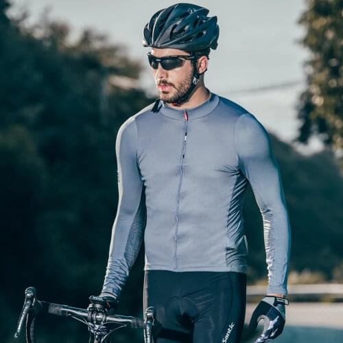 Santic Men Long Sleeve Cycling Jersey Pro Fit Road Bike MTB Jersey Breathable Reflective downhill jersey 4 Colors S-3XL