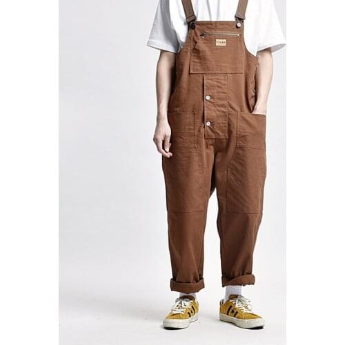 Mens overalls casual Loose Japanese style joggers cargo pants men fashion Streetwear Hip hop jumpsuit man