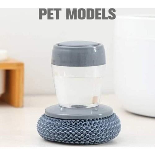 Steel Dish Scrubber Soap Dispensing Steel Brush Storage Set Scouring Pad Pot Scrubber Metal Sponge Kitchen Cleaning Brush