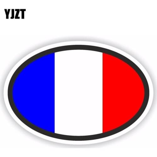 YJZT 13.1CM*8.8CM France Flag Oval Car Sticker Motorcycle Window Decal 6-1728