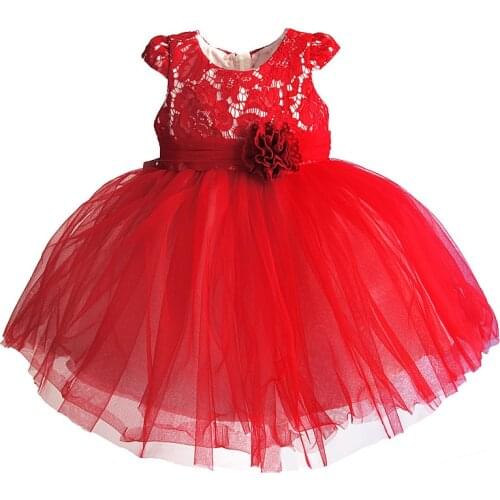 New Lace Flower Baby Girl Dress 1 Years Baby Girls Birthday Dresses Vestido party princess wedding infant Clothes 6 12 18 24 36M