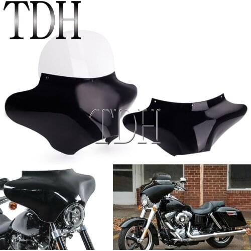 ABS Black Front Outer Batwing Fairing Headlight Fairing + Clear WindScreen For Harley Touring Softail Dyna Electra Street Glide