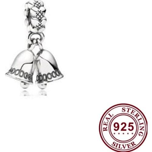 Original 925 Sterling Silver Charm New Christmas Bell Pendant Fit Pandora Women Bracelet & Necklace Diy Jewelry