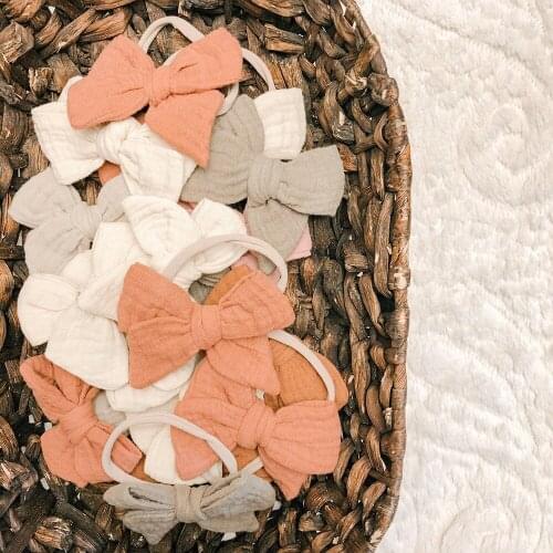 Baby Headbands Toddler Bow Soft Nylon Head Band Cotton Yarn Ingredients Handmade Top Knotted Hair Accessories JFNY225