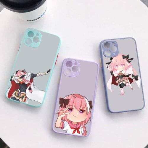 RuiCaiCa Astolfo Anime Girl Phone Case for iPhone X XR XS 7 8 Plus 11 12 pro MAX Translucent Matte Shockproof Case