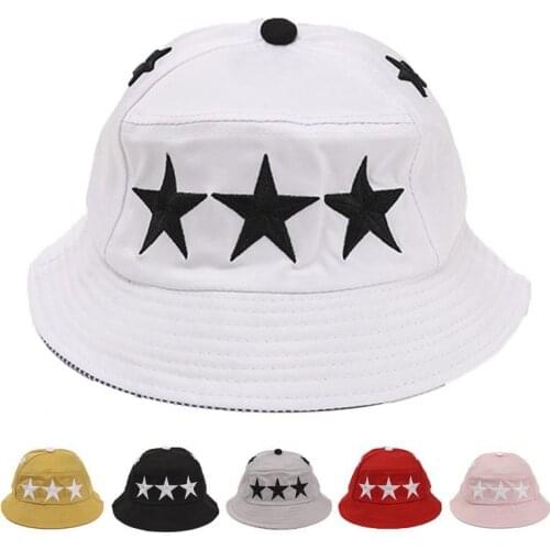 Bucket Hat Breathable Unisex Cotton Toddler Star Embroidery Sun Cap for Kids Protection Caps Sun Hat For Outdoor