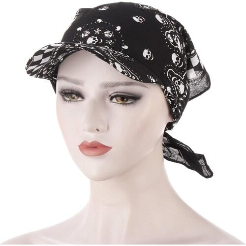 High Quality New Unisex Sunscreen And Windproof Printed Square Scarf With Brim Scarf Hat Sun Shading And Ventilation Turban