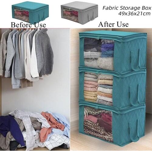 Quilt Storage Bag With Lid,Foldable Dust-Proof Storage Box,Large-Capacity Storage Bag For Clothes,Closet And Under-Bed Storage