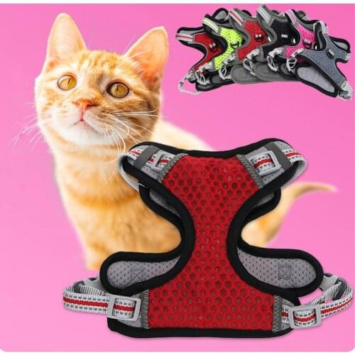 Safety Dog Chest Strap Reflective Pet Harness Vest Breathable Cat Soft Mesh Simple Solid Nylon Collar Puppy Adjustable Leash