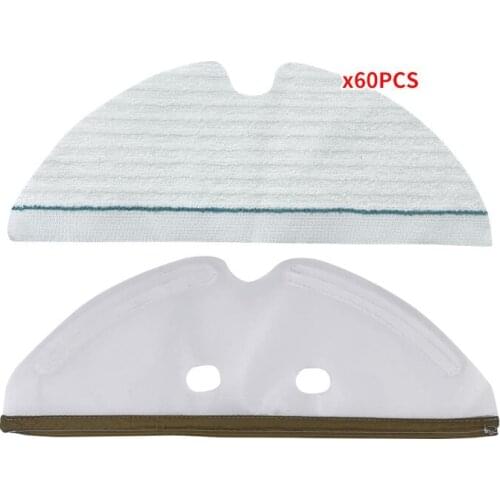 60pcs Vacuum Cleaner Mop Cloth Durable Rags Mounting Plate Moping Pads for Roborock T6 s50 s55 s6 s5 max parts Water core cotton