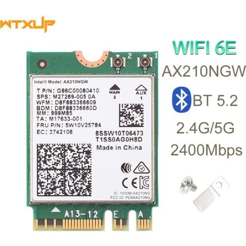 WIFI 6E AX210 M.2 NGFF 2400Mbps Wireless Card For Intel AX210NGW 2.4Ghz/5G 802.11ax Bluetooth 5.2 AX200 Wifi Network Card