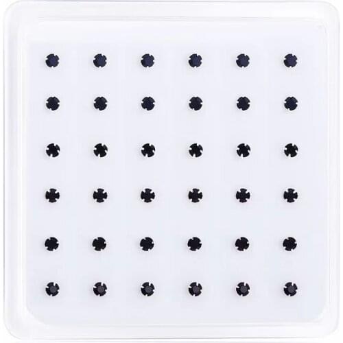 1.5mm delicate black crystal 925 sterling silver nose studs straight pin women pircing earbone nose piercing jewelry 36pcs/pack