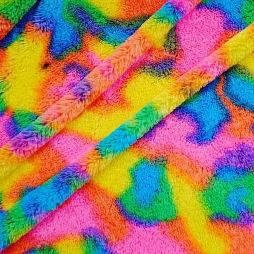150cm*50cm PV Velvet Plush Fabric Rainbow Fabric For DIY Home Textile Clothes Toy Crafts Sewing Artificial Fur Fabric