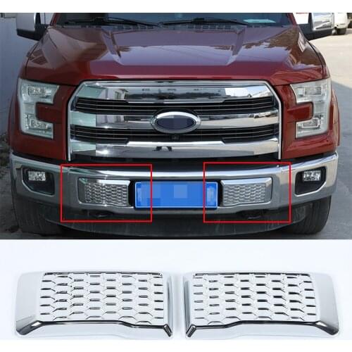 2x Chrome ABS Exterior Front Bumper Corner Panel Decorative Cover Trim Fit for Ford F150 2015-2021 Car Accessories