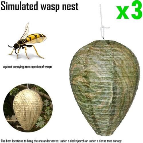 3pc Flying Mosquito Trap Fake Deterrent Hornets Wasp Nest Hanging Wasp Bee Fly Insect Catcher Safe Non-Toxic Deterrent Repellent