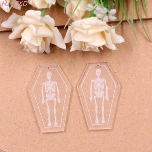 4pcs) CH1215-Ossifia Skeleton For Earrings, Clear Acrylic Coffin Jewelry Accessories