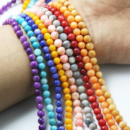 6MM Approx 58pcs 10 Colors U-Pick DIY Unique Jewelry Nature Dyed MOP Shell Beads for female Gift Bracelets Necklaces BTA042-01