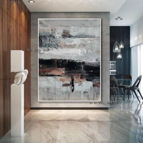 100% Handmade Abstract Oil Painting Contemporary Minimalist Work Art Vertical Rectangle Large Size Canvas Modern Decoration