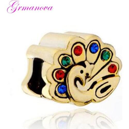 Peacock Open Animal Zinc Alloy Pendant Jewelry Beads Manual DIY Jewelry Accessories Amulet Fit Pandora Bracelet Necklace