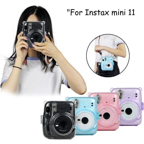 Instant Camera Case For Instax Mini 11 Transparent Protective Drop Resistant Cases with Adjustable Rainbow Shoulder Strap #34