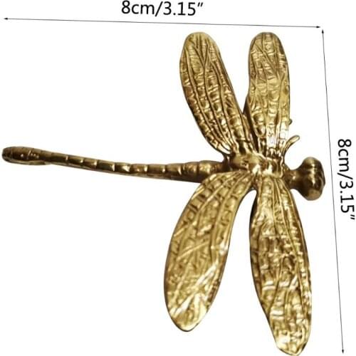 Pure Copper Dragonfly Handles Gold Drawer Cabinet Door Cupboard Pulls Knobs