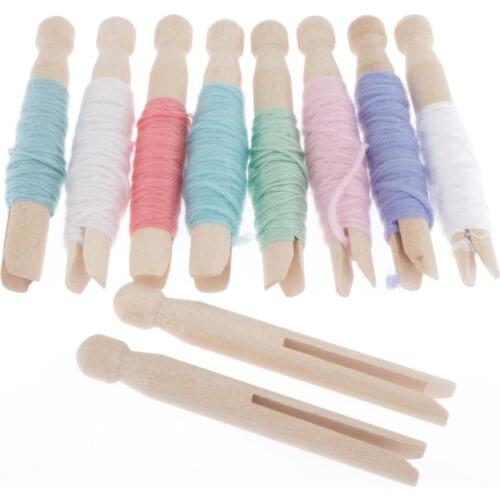 10pcs/pack Wooden Spools Cross Stitch Storage Tools Wool Storage Rods Craft Wooden DIY Sewing Tool For Handmade Craft String