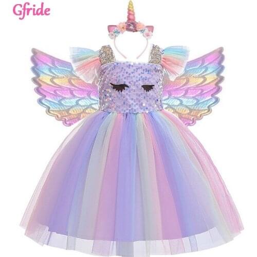1-5 Years Girl Unicorn Costumes For Kids Christmas Dresses Halloween Children Princess Dress Infant The first Birthday Clothing
