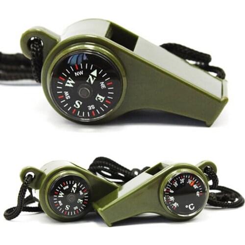 Emergency Survival Whistle with Lanyard 3-in-1 Safety Loud with Compass Thermometer for Camping Hiking Hunting Survival Tools
