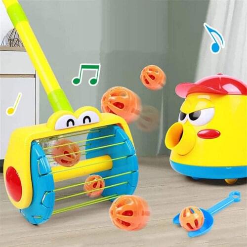 Electric Push Walker Toy Car Whirl Scoop Bell Ball Launcher Walker Set Kids Vacuum Cleaner Toy Puzzle Launcher Toys For Children