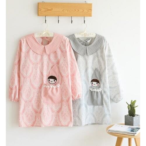 Apron home kitchen female fashion cooking work cute Japanese smock adult long-sleeved Korean apron waist