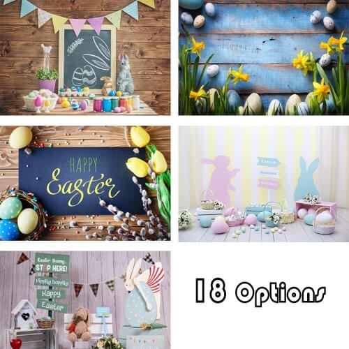 Easter Photography Background Spring Floral Mushroom Decor Bunny Wooden Floor Portrait Festival Eggs Backdrop Photo Studio