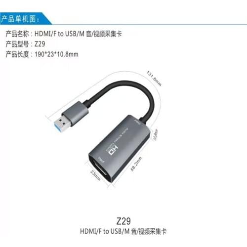 4K Video Capture Card cable for HDMI-compatible female to USB male cable 1080P Live Video Streaming Game Recorder