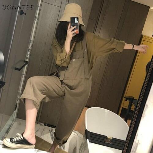 Jumpsuits Wide-leg Women Solid Classic Basic Design All-match Casual Loose Korean Style Teens Students Harajuku Stylish Hip Hop