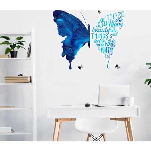Creative blue butterfly wall stickers bedroom living room Sofa background decoration wallpaper art word decals for home stickers