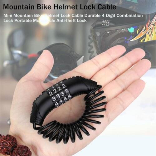 Mini Smart Helmet Lock Anti-theft 4 Digit Password Bicycle Locks For Scooter Motorcycle Portable MTB Road Bike Cable Lock