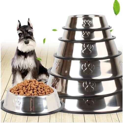 Pet Dog Cat Bowls Pet Pet Supplies Sturdy and Durable Non-slip Stainless Steel Suitable for All ( Six Sizes ) Universal Qianyi