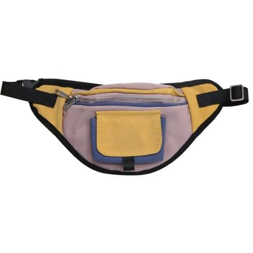 12PCS / LOT Fashion Patchwork Waist Pack Men Women Crossbody Chest Bag Nylon Belt Waist Pack